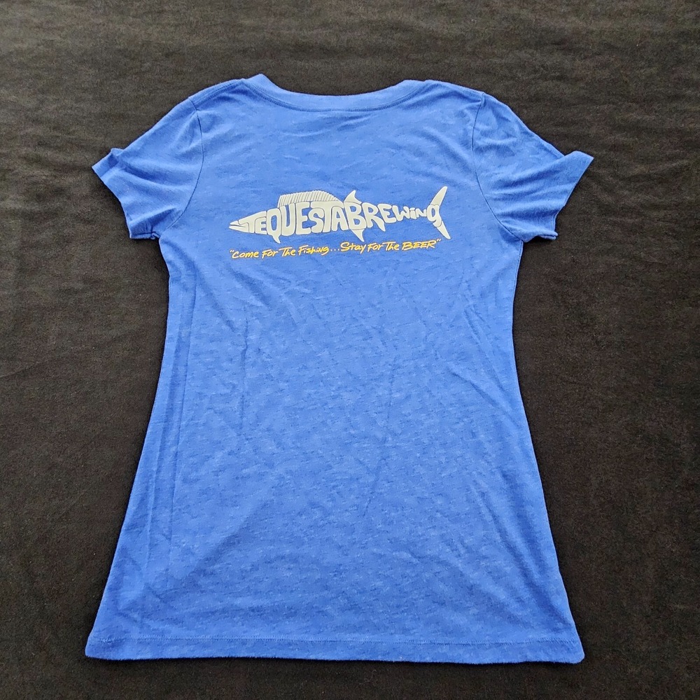 Tequesta Brewing Company FL Blue Short Sleeve Tri-Blend V-Neck T-Shirt Women's L
